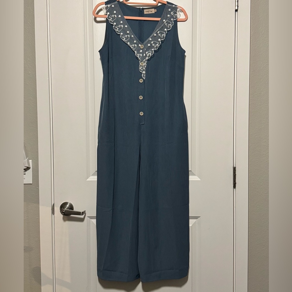 Miss Patina Sleeveless Jumpsuit with Cat Lace Detail